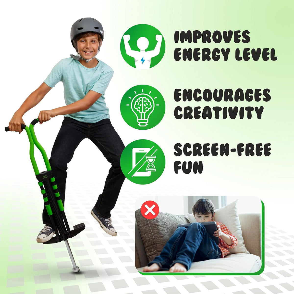 Pogo Stick for Kids - Pogo Sticks for Ages 9 and Up, 80 to 160 Lbs - Pro Sport Edition, Quality, Easy Grip, Pogostick for Hours of Wholesome Fun