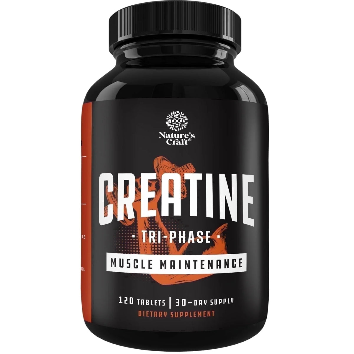 High Strength Tri Phase Creatine Tablets for Women & Men - Formula Blend of Creatine Monohydrate, 300Mg HCL & Pyruvate Supplement - Muscle Mass Gain & Recovery Supplement - 120 Count
